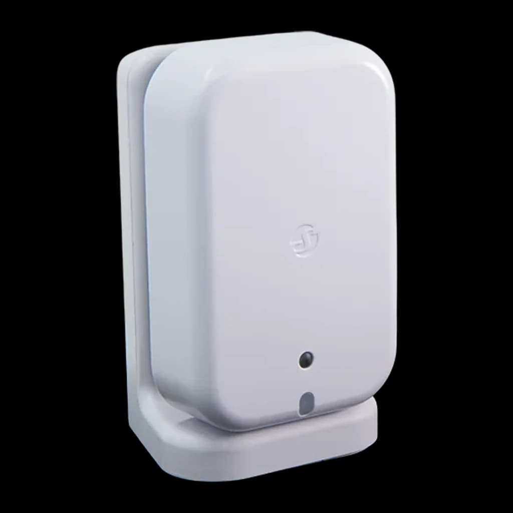 Sensor de presença Shelly Presence Gen4 Branco Matter Wi-Fi USB-C 5V, vista lateral: corpo retangular branco com logo