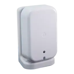 Sensor de presença Shelly Presence Gen4 Branco Matter Wi-Fi USB-C 5V, vista lateral: corpo retangular branco com logo