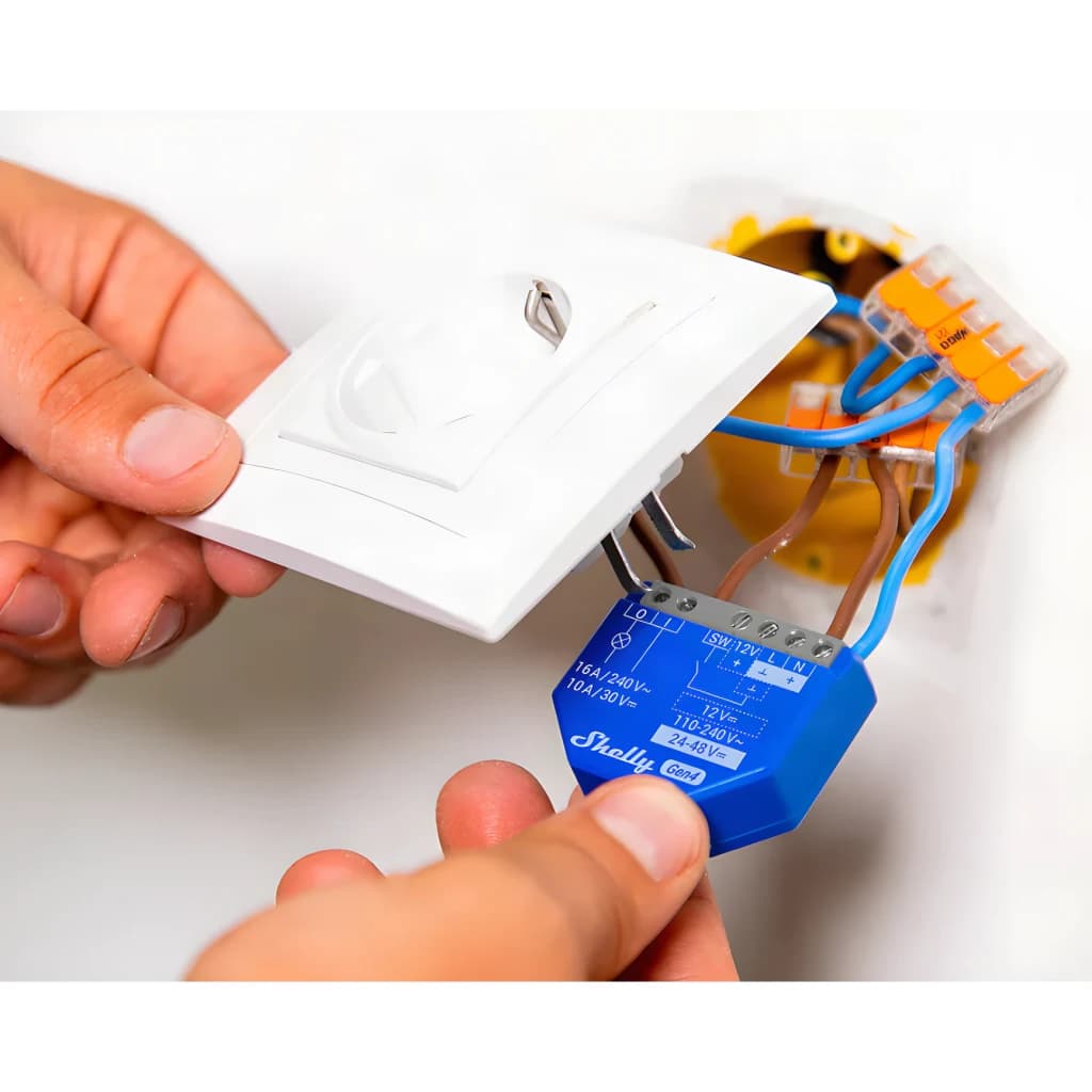 Relais intelligent Shelly 1 Gen4 Bleu 1W consommation propre WiFi + Zigbee + Bluetooth 5.0, installation: module bleu câblé