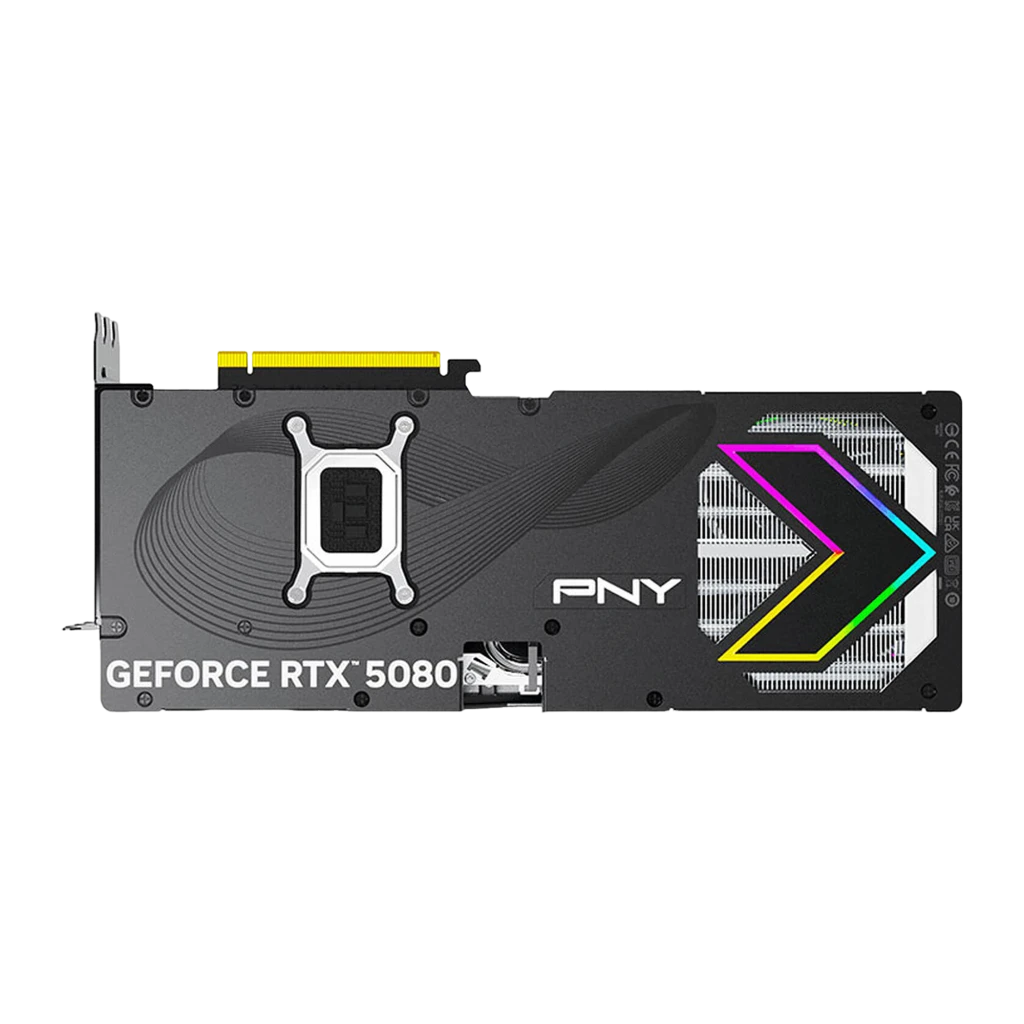 PNY GeForce RTX 5080 ARGB OC 16GB negro, tarjeta y caja: packaging con texto RTX 5080 16GB GDDR7 OC junto a la GPU - Ítem2
