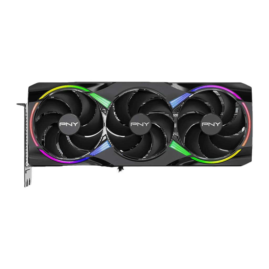 PNY GeForce RTX 5080 ARGB OC 16GB negro, tarjeta y caja: packaging con texto RTX 5080 16GB GDDR7 OC junto a la GPU - Ítem1