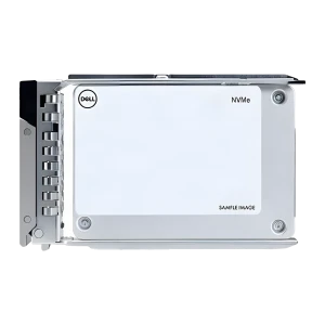 Dell SSD 400-BMTJ 960GB PCIe 4.0 NVMe, vue avant: disque en caddy argenté, étiquette blanche avec logo Dell et texte NVMe