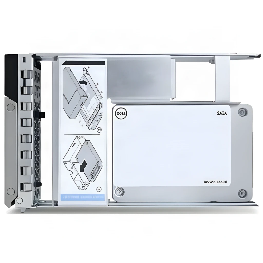 Dell SSD 400-BMTJ 960GB PCIe 4.0 NVMe, vue avant: disque en caddy argenté, étiquette blanche avec logo Dell et texte NVMe - Ítem1