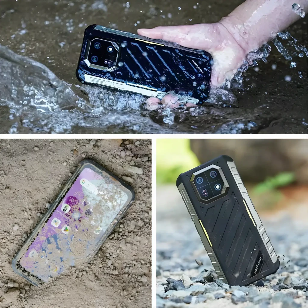 Ulefone Armor 22 Pro negro rugerizado MIL-STD-810H con trasera robusta, módulo de cámara 64MP con IR para visión nocturna y pantalla mostrando alto contraste - Ítem2