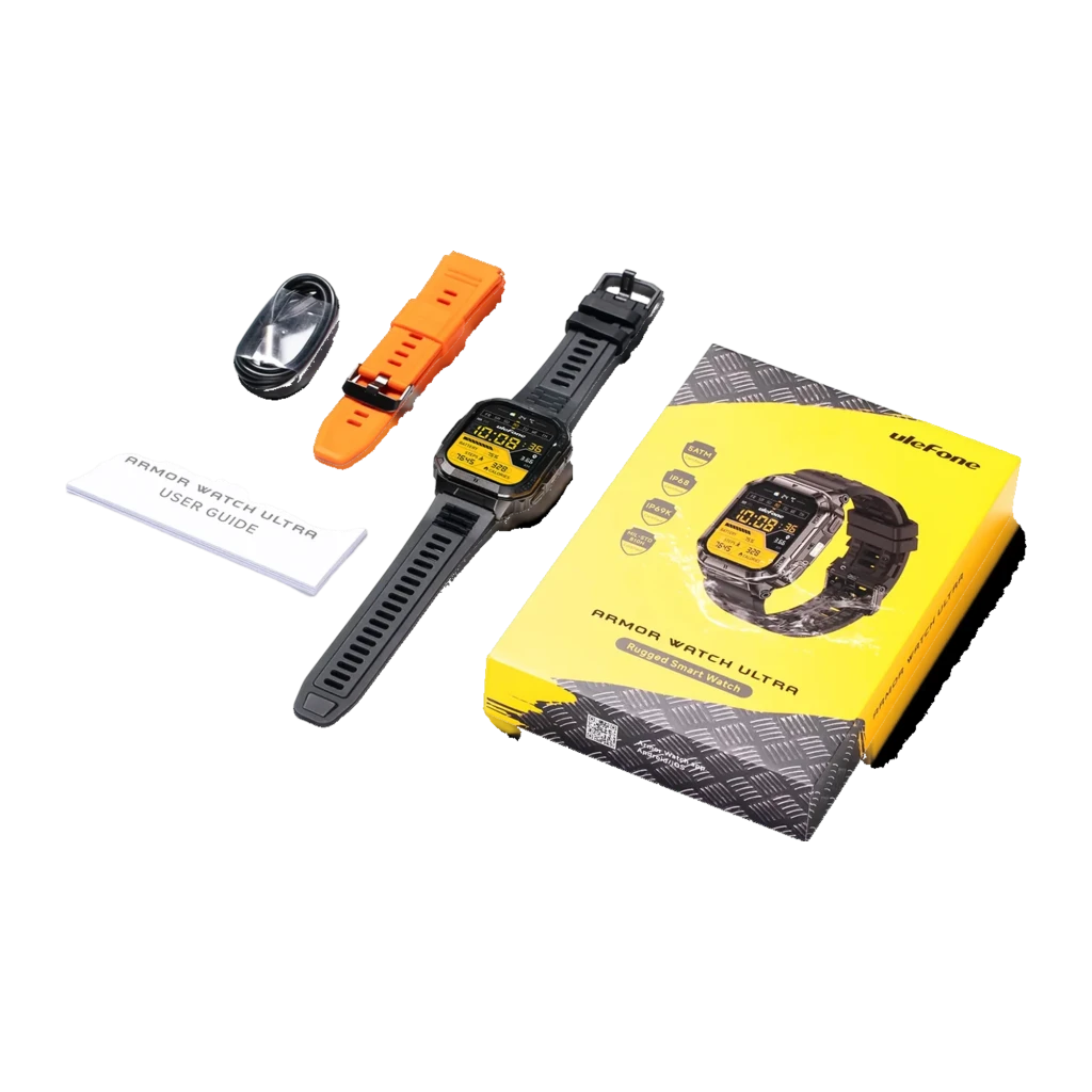 Ulefone Armor Watch Ultra Naranja con correa silicona resistente, caja metálica robusta, pantalla táctil a color y botones laterales de control - Ítem5