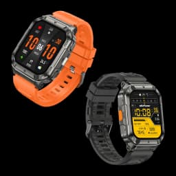 Reloj resistente Ulefone Armor Watch Ultra Negro con correa negra y opción naranja, caja robusta metálica, pantalla a color con datos de salud y deporte