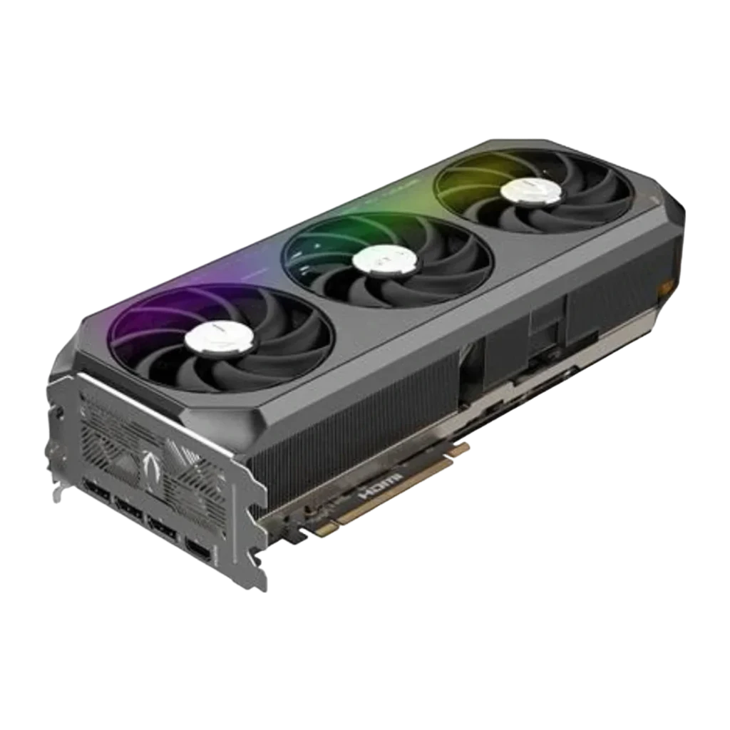 ZOTAC GAMING RTX 5070 Ti AMP Extreme INFINITY 16GB, caixa e placa: embalagem preta com logo dourado ao lado de GPU com três - Item2
