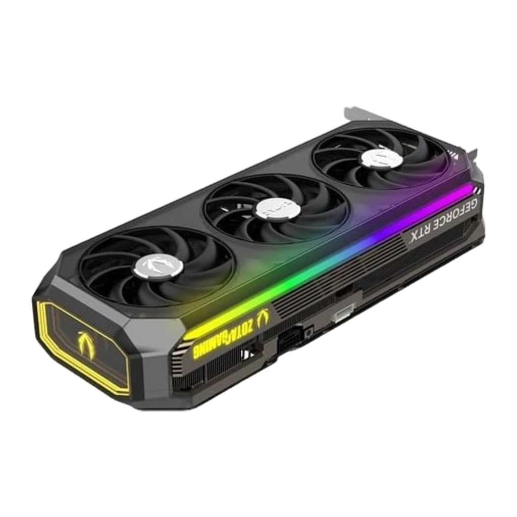 ZOTAC GAMING RTX 5080 AMP Extreme Infinity 16GB, caixa e placa: embalagem preta-verde ao lado da GPU com triplo ventilador e - Item2