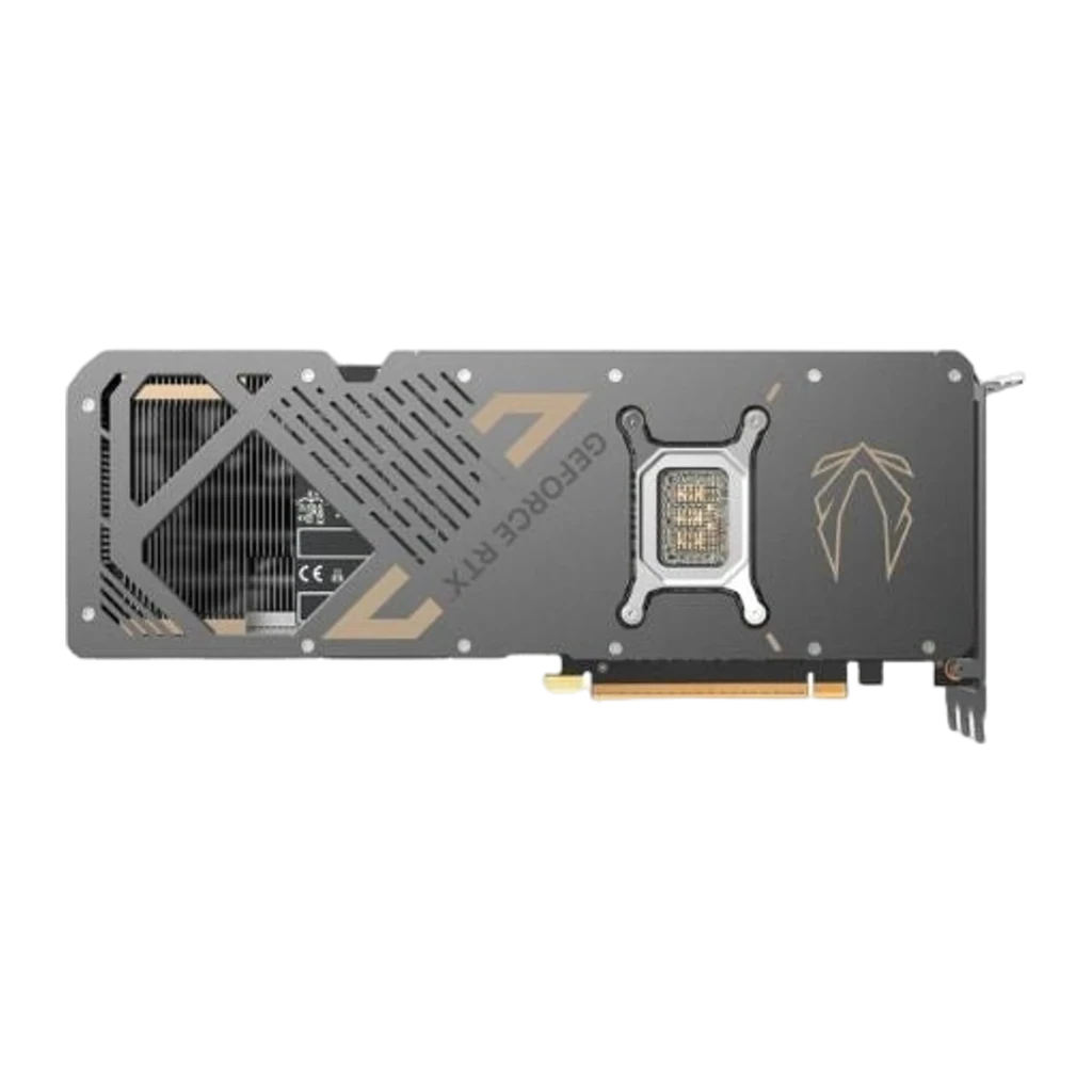 ZOTAC GAMING GeForce RTX 5080 Solid Core OC 16GB, caixa e placa: embalagem frontal ao lado da GPU com cooler de 3 ventoinhas - Item2