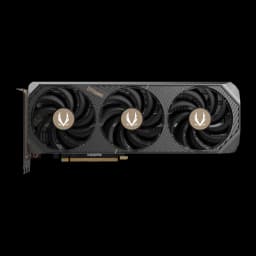 ZOTAC GAMING RTX 5080 SOLID CORE OC 16GB gris, vue avant: trois ventilateurs avec logo doré et capot texturé
