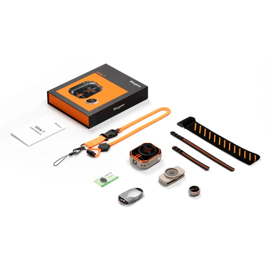 Walkie Talkie Ulefone RugOne XLink 7 SIM Bundle Arena con diseño robusto, bordes anaranjados, dial central negro, ranura SIM lateral y botones metálicos - Ítem4