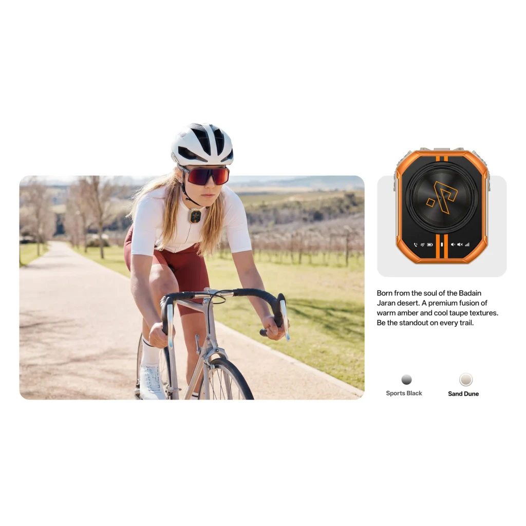 Walkie Talkie Ulefone RugOne XLink 7 SIM Bundle Arena con diseño robusto, bordes anaranjados, dial central negro, ranura SIM lateral y botones metálicos - Ítem5