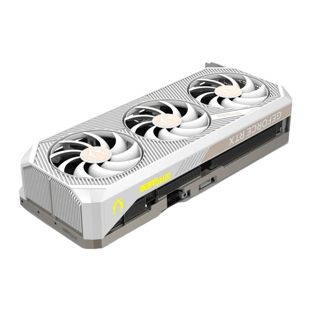 Zotac GeForce RTX 5080 SOLID OC White Edition branco, conteúdo: placa gráfica com triplo ventilador ao lado da caixa do - Item3