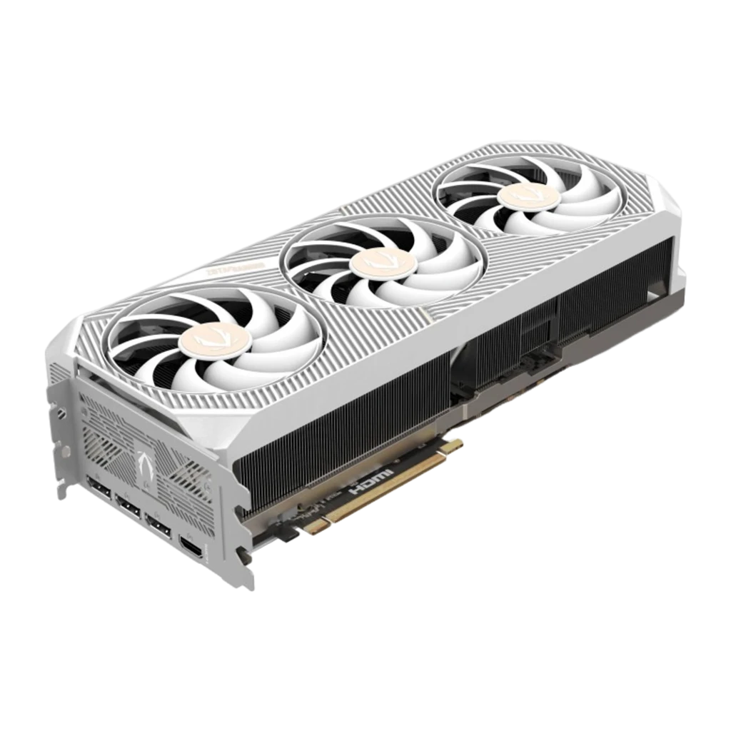 Zotac GeForce RTX 5080 SOLID OC White Edition branco, conteúdo: placa gráfica com triplo ventilador ao lado da caixa do - Item4