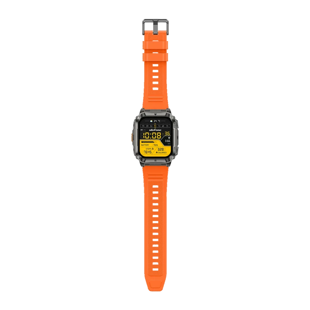 Ulefone Armor Watch Ultra Naranja con correa silicona resistente, caja metálica robusta, pantalla táctil a color y botones laterales de control - Ítem6