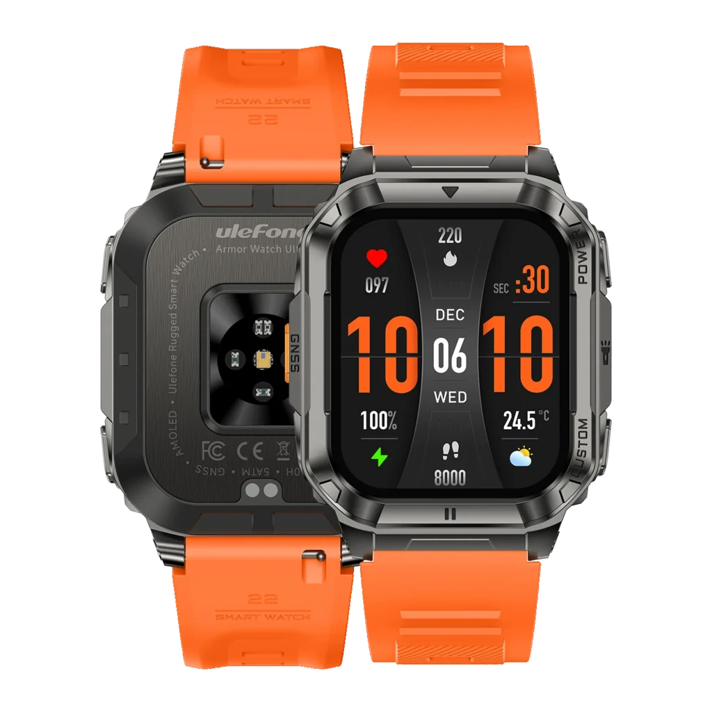 Ulefone Armor Watch Ultra Naranja con correa silicona resistente, caja metálica robusta, pantalla táctil a color y botones laterales de control - Ítem7