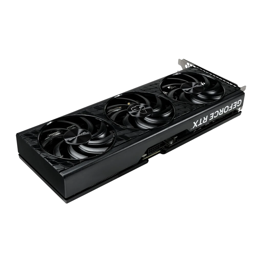 Gainward GeForce RTX 5080 Python III 16GB negra, vista conjunto: tarjeta gráfica con triple ventilador junto a caja de - Ítem2