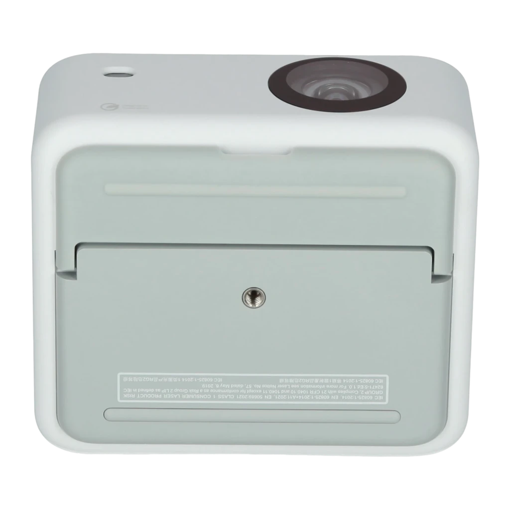 Optoma ML1080ST Full HD blanc, vue avant: objectif grand-angle, capteur IR et logo Optoma sur corps compact - Ítem2