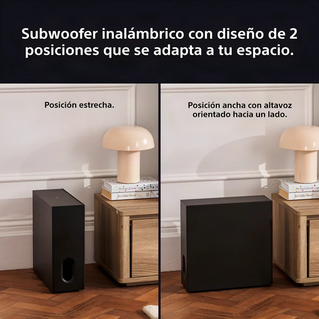 Sony BRAVIA Theatre Sub 8 Subwoofer Sem Fios preto, vista em perspetiva: caixa compacta com porta bass reflex frontal e - Item2