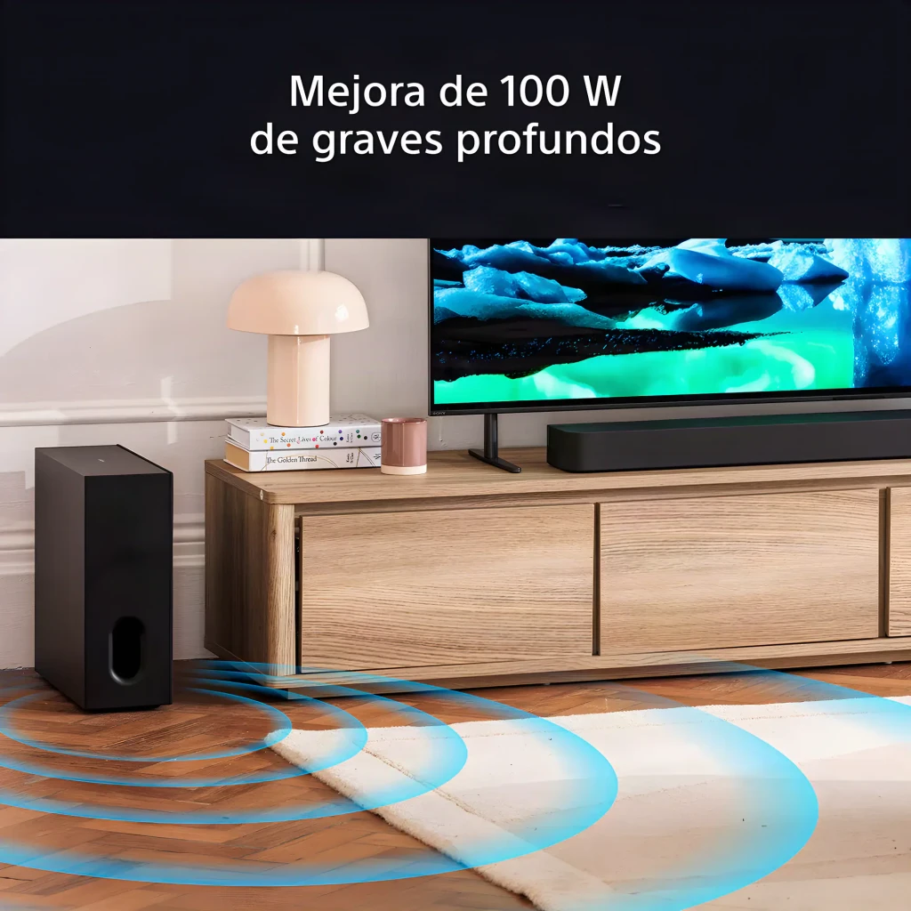 Sony BRAVIA Theatre Sub 8 Subwoofer Sem Fios preto, vista em perspetiva: caixa compacta com porta bass reflex frontal e - Item3