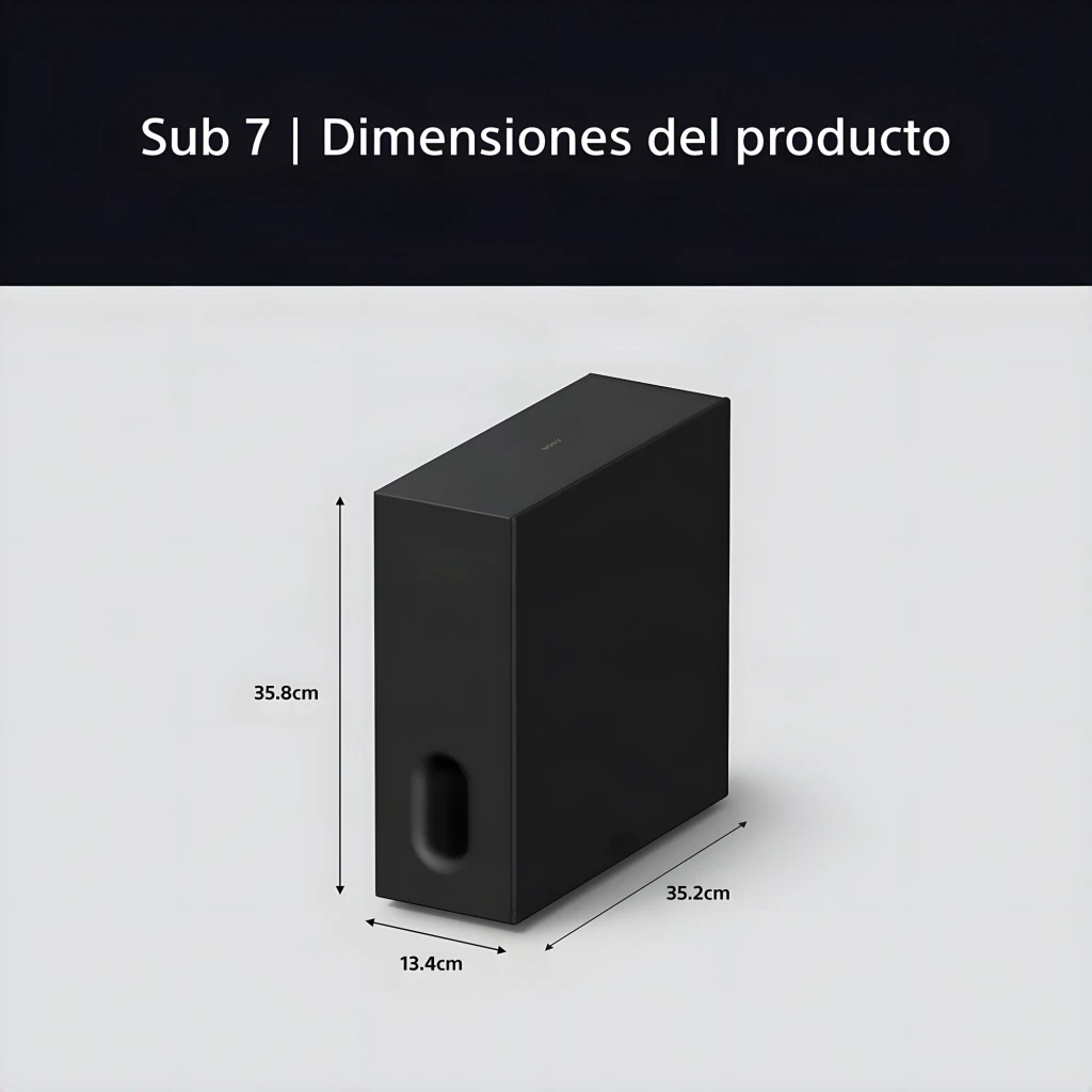 Sony BRAVIA Theatre Sub 8 Subwoofer Sem Fios preto, vista em perspetiva: caixa compacta com porta bass reflex frontal e - Item6
