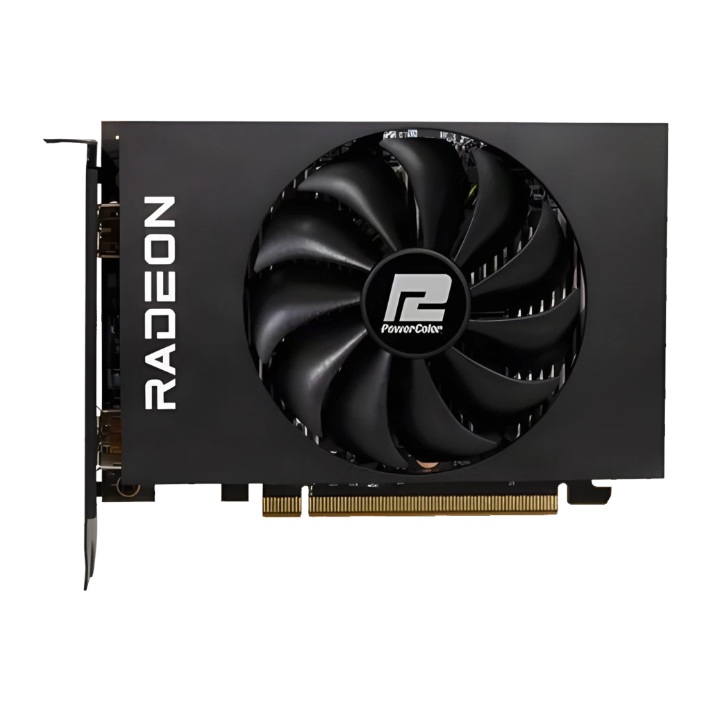 PowerColor Radeon RX 6500 XT ITX 4GB, contenido: tarjeta gráfica negra con ventilador único y caja de producto - Ítem4