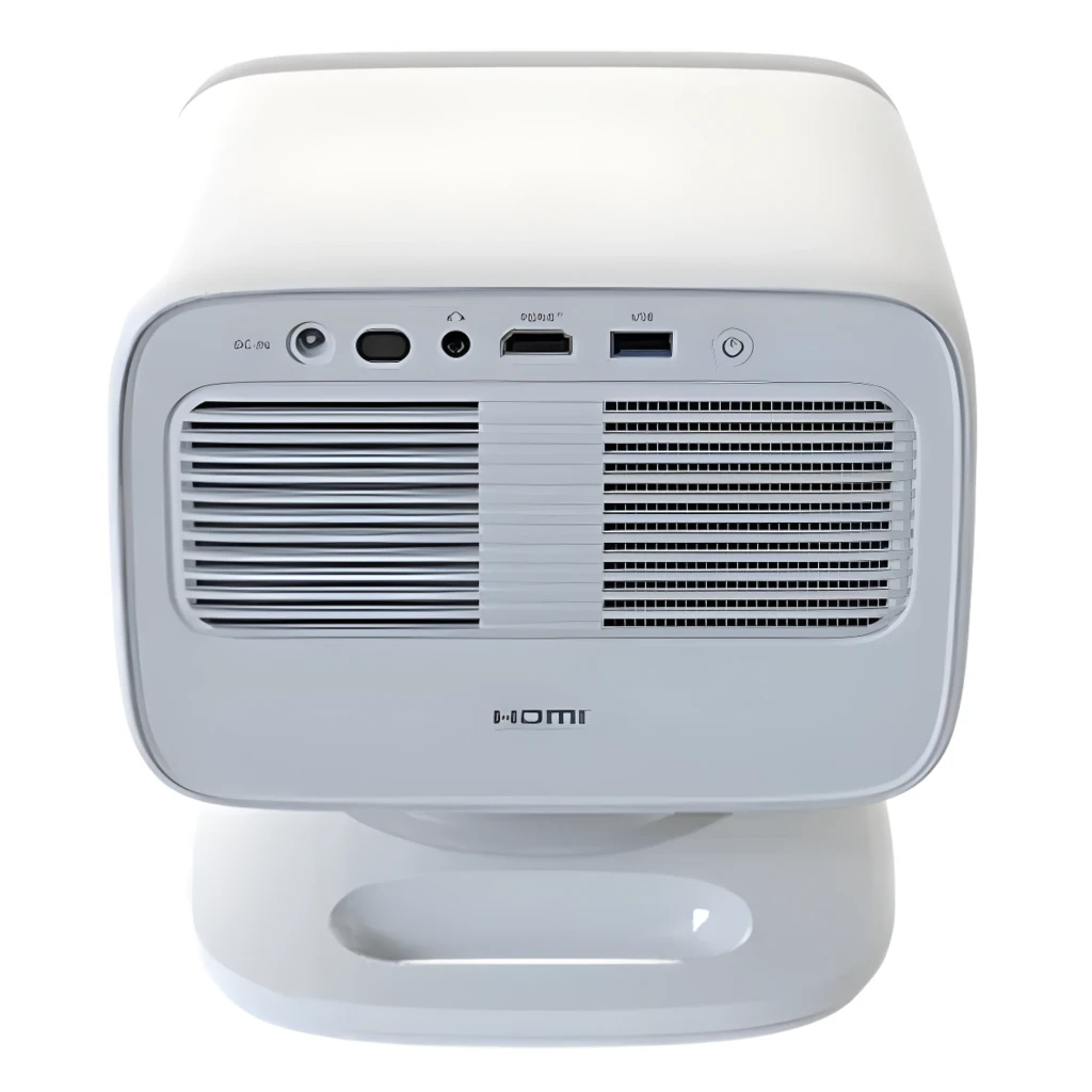 Philips Projecteur NeoPix 444 500lm Full HD Gris, vue avant en angle: objectif central, grille latérale et socle réglable - Ítem3