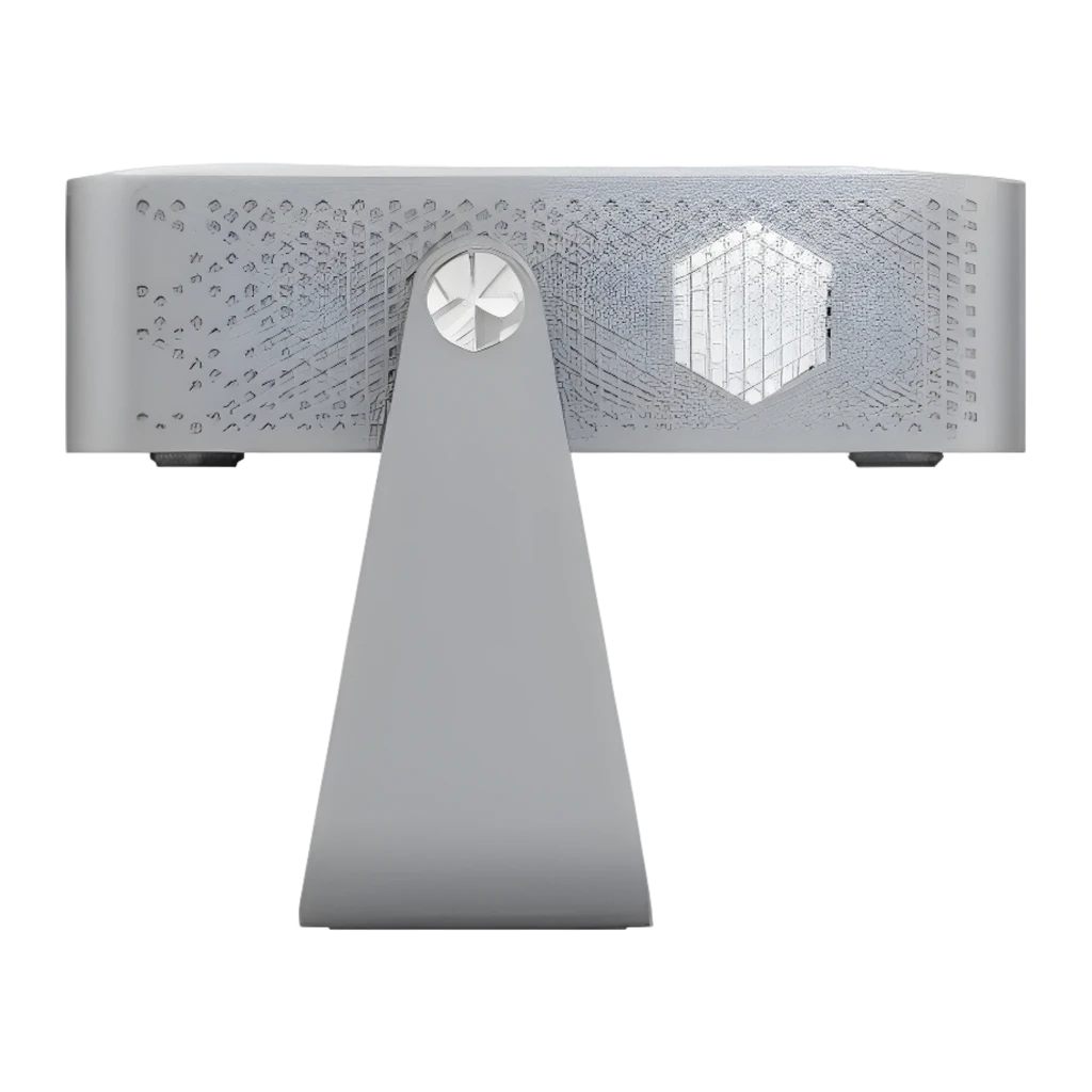 Philips NeoPix 256 Projector Full HD gris, vue avant: objectif grand-angle doré et support métallique déplié - Ítem2