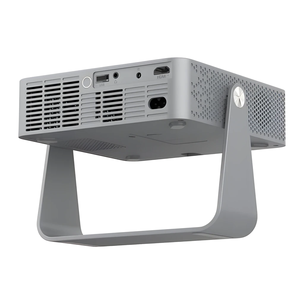 Philips NeoPix 256 Projector Full HD gris, vue avant: objectif grand-angle doré et support métallique déplié - Ítem3