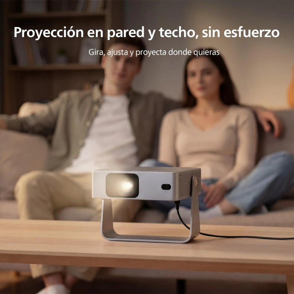 Philips NeoPix 256 Projector Full HD gris, vue avant: objectif grand-angle doré et support métallique déplié - Ítem6