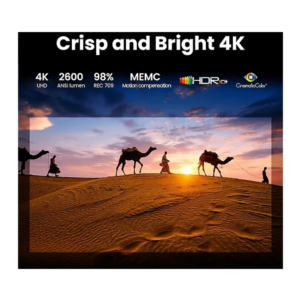BenQ Proyector GP520 4K UHD DLP 2600lm gris, vista frontal: objetivo con aro azul, sensores y logo BenQ - Ítem4