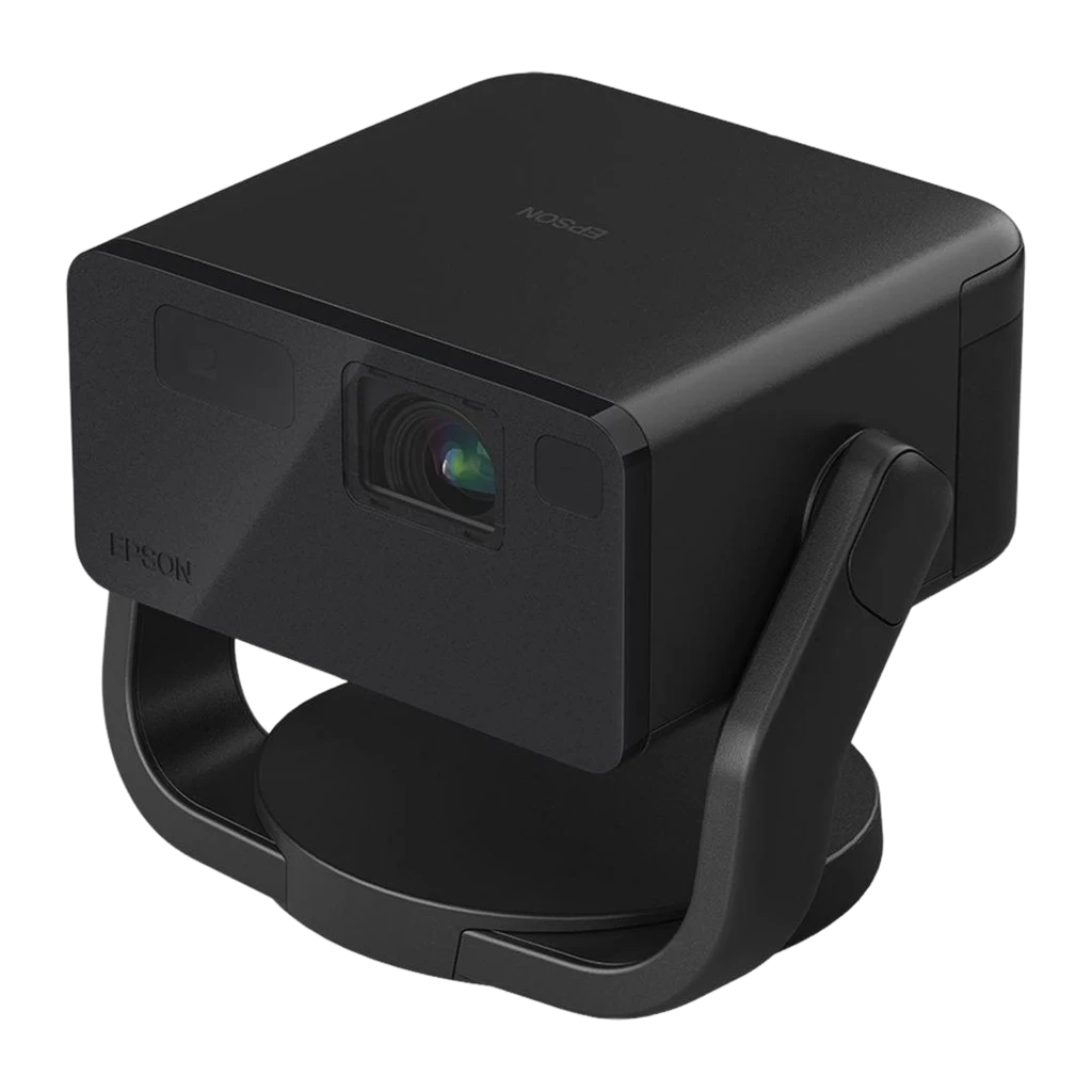 Epson Projecteur EF-22B Noir, vue de face: objectif central, logo Epson et support en U intégré - Ítem1