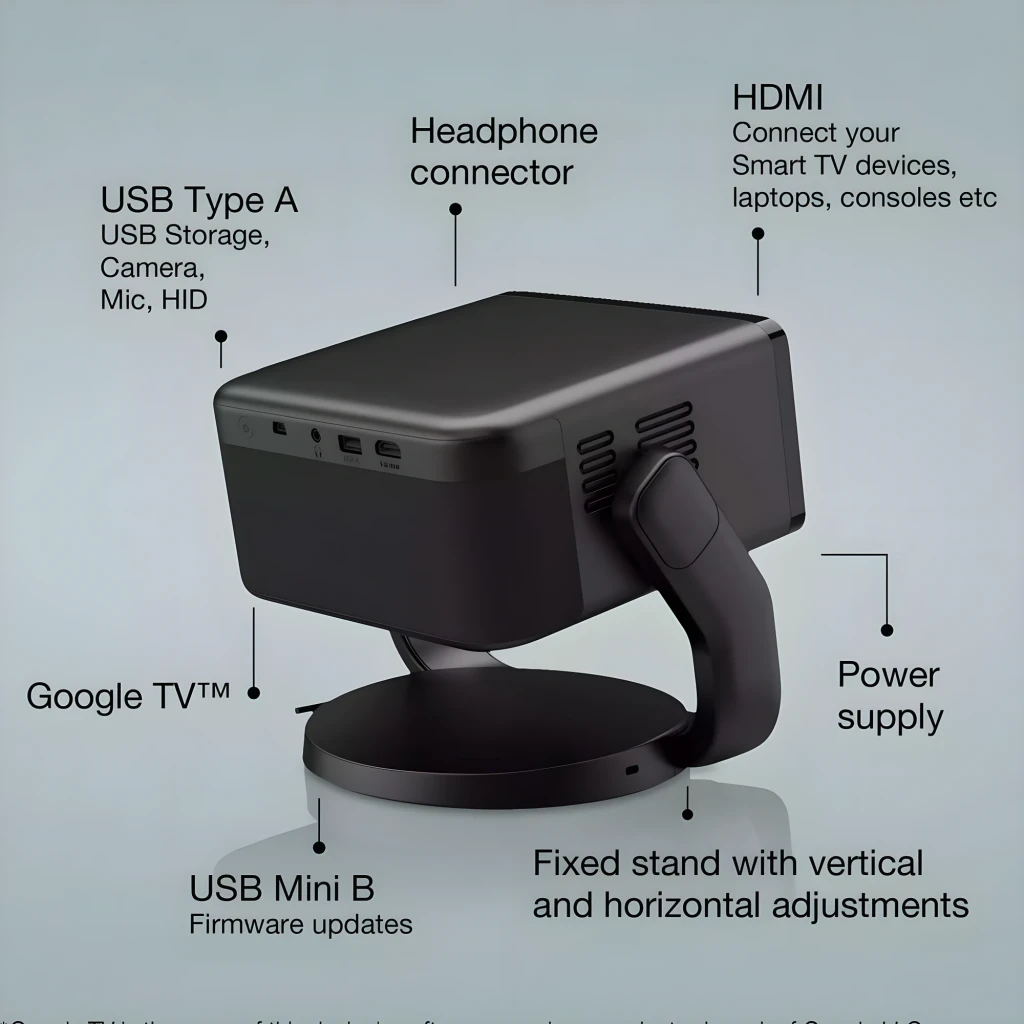 Epson Projecteur EF-22B Noir, vue de face: objectif central, logo Epson et support en U intégré - Ítem6