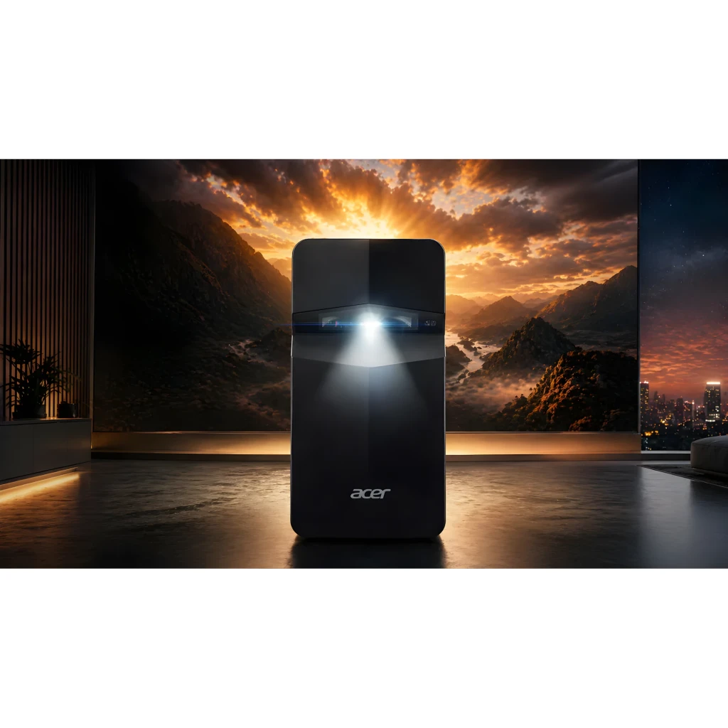 Acer Proyector PD1520Us 16GB negro, vista lateral: lente ultracorta, rejilla ventilación y puertos HDMI y USB visibles - Ítem8