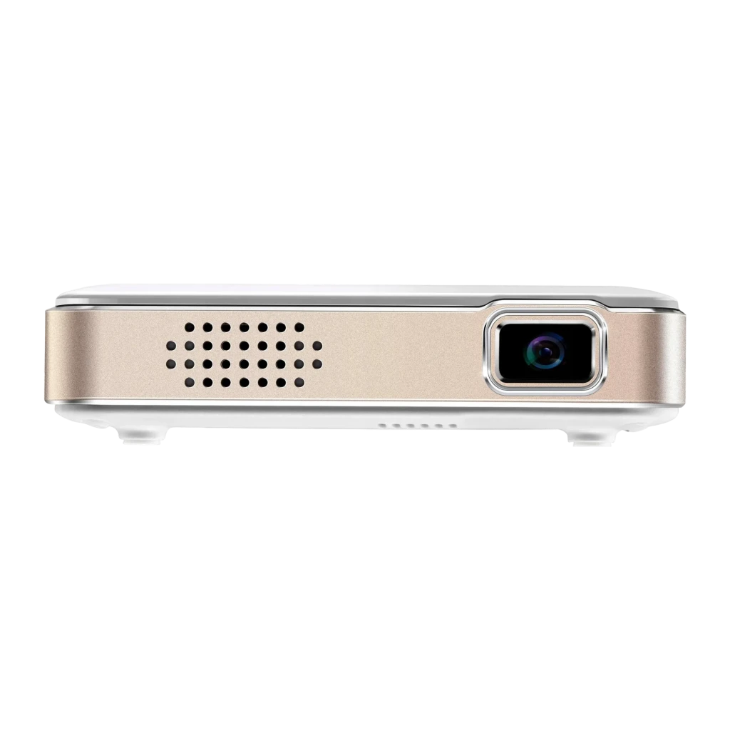 Kodak Luma 150 projecteur blanc, vue en perspective: objectif allumé, haut-parleur latéral, molette de mise au point et - Ítem1