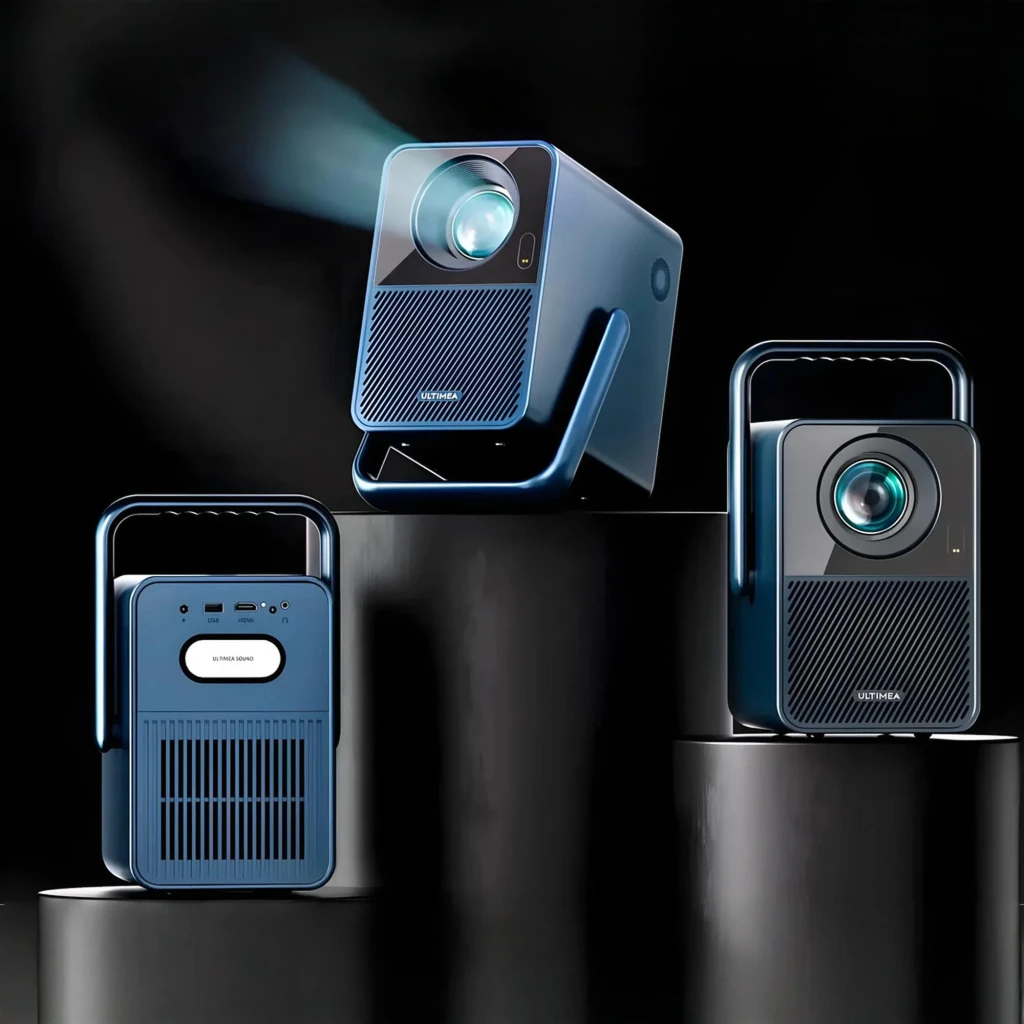 Ultimea Poseidon E40 Projector 8GB gris, kit lateral: proyector con asa metálica y mando con botón de voz Google visible - Ítem2