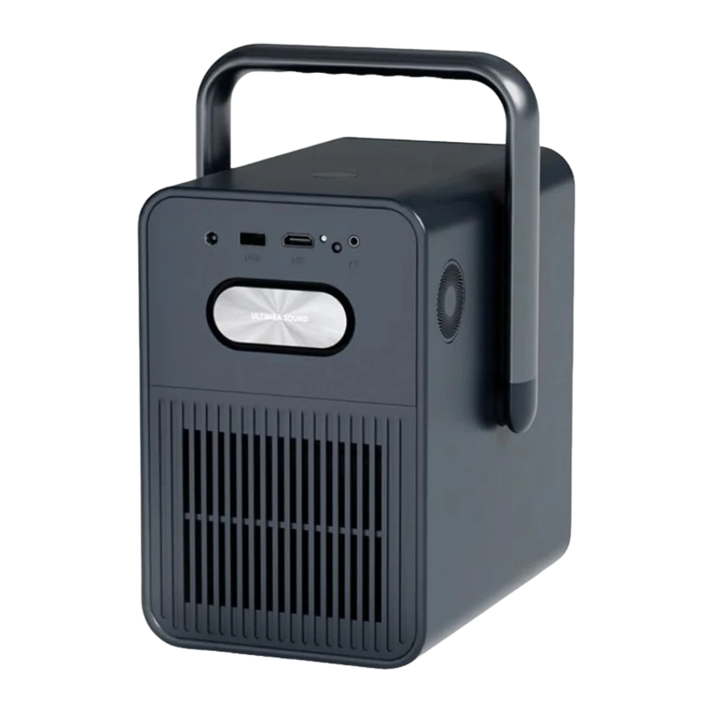 Ultimea Poseidon E40 Projector 8GB gris, kit lateral: proyector con asa metálica y mando con botón de voz Google visible - Ítem1