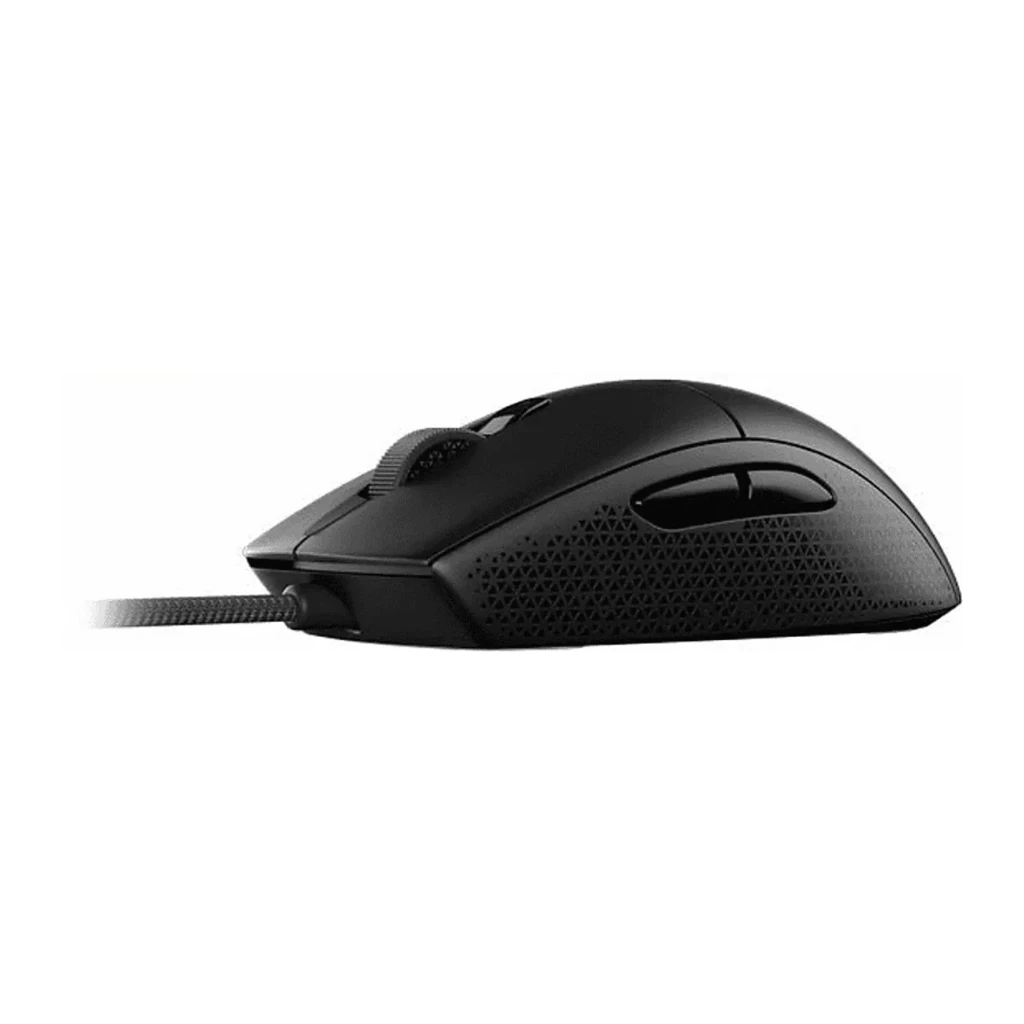 Corsair M55 Gaming Preto, vista superior: roda de scroll, logo M55 e cabo trançado visíveis - Item1