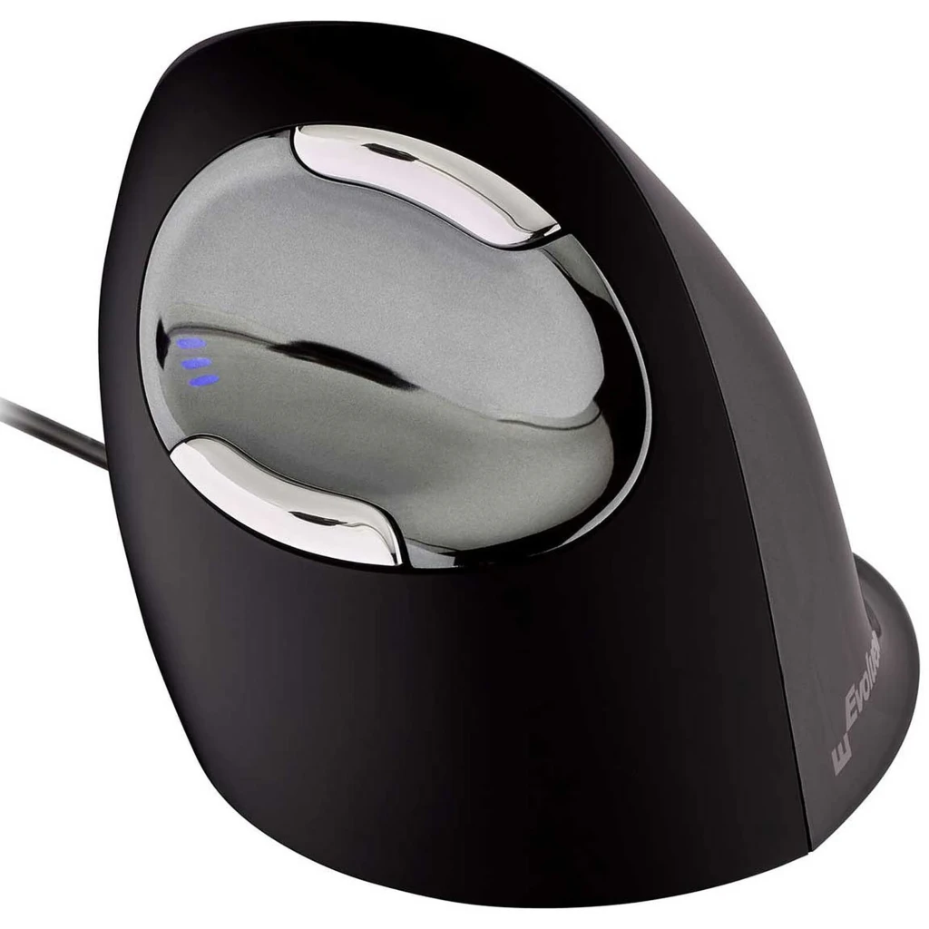 Evoluent VerticalMouse D Right Small Wireless antracita, vista lateral: diseño vertical ergonómico, botones laterales y - Ítem1
