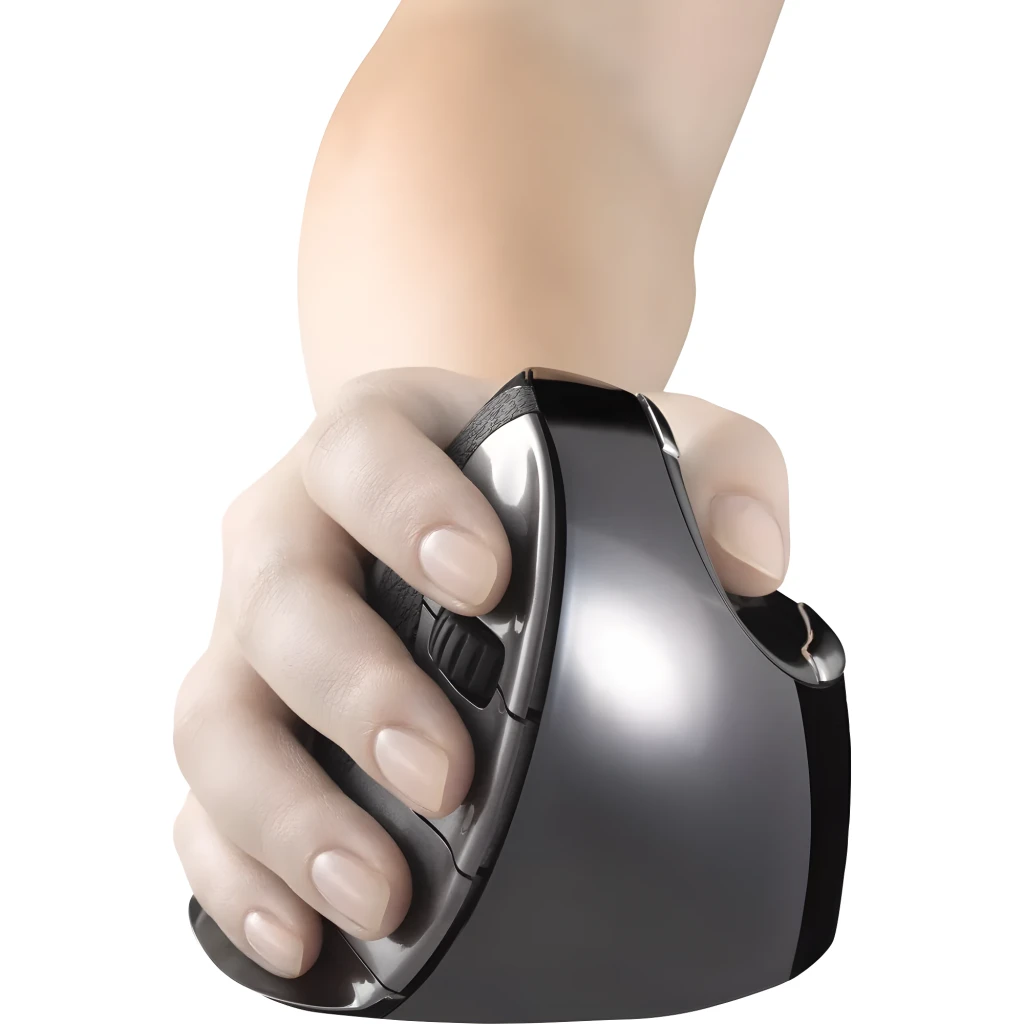 Evoluent VerticalMouse D Right Small Wireless antracita, vista lateral: diseño vertical ergonómico, botones laterales y - Ítem3