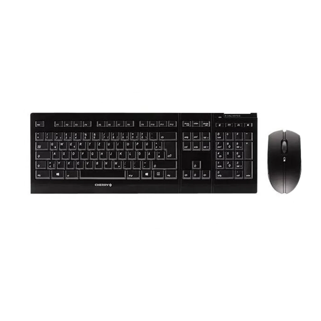 Cherry B.UNLIMITED 3.0 noir, vue de dessus: clavier QWERTY complet avec souris et récepteur USB nano visibles - Ítem2