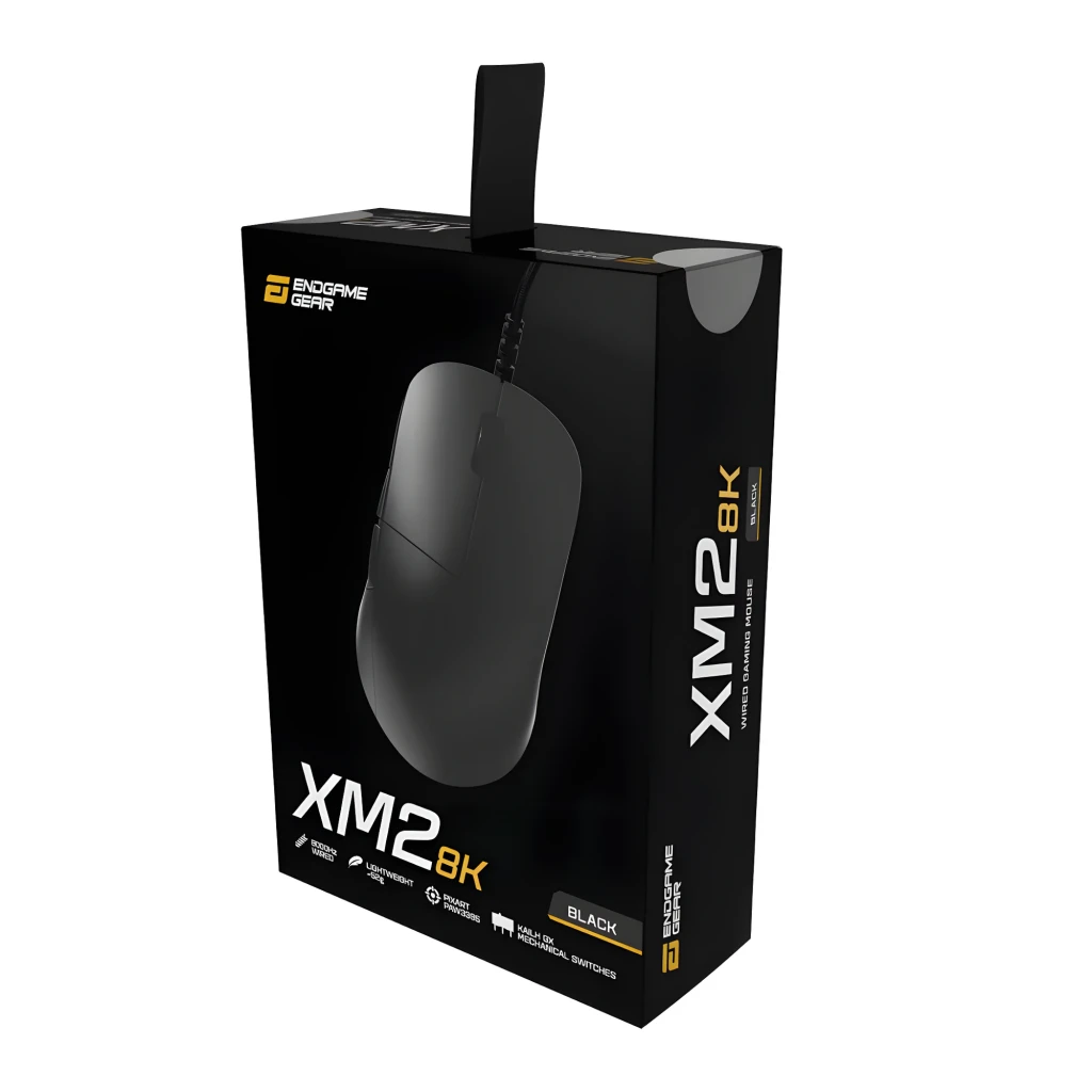Endgame Gear XM2 8K noir, vue du dessus: molette centrale, texture perforée sur le corps et câble tressé visible - Ítem3