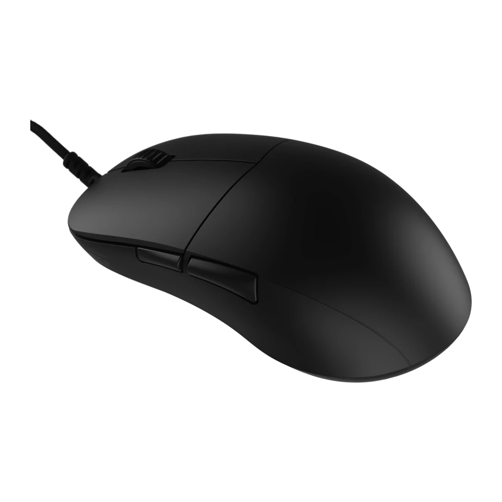 Endgame Gear XM2 8K noir, vue du dessus: molette centrale, texture perforée sur le corps et câble tressé visible - Ítem1