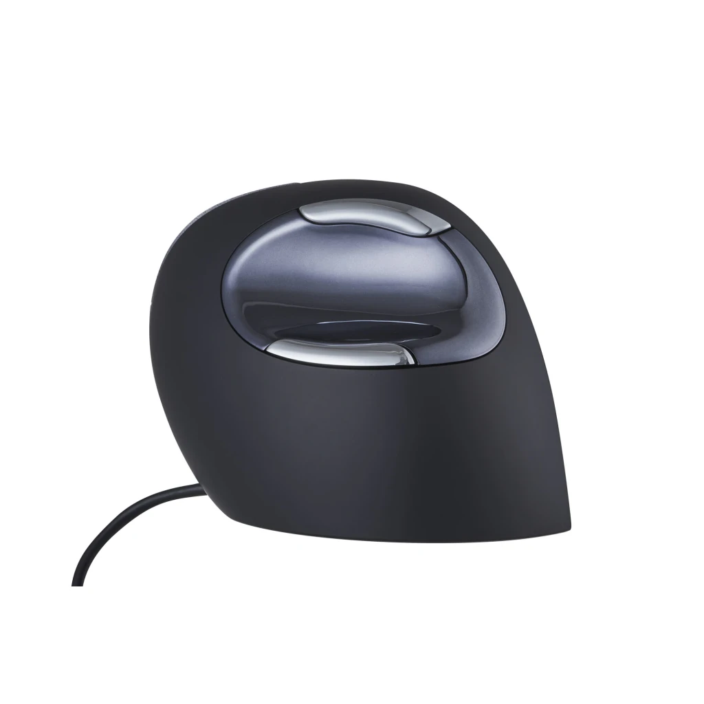 BakkerElkhuizen Evoluent D USB Negro Gris Plata, vista lateral: ratón vertical ergonómico con rueda y logo Evoluent - Ítem1
