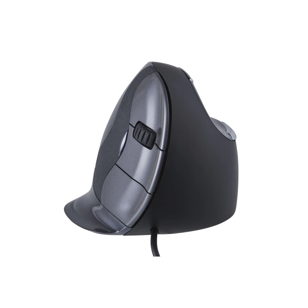 BakkerElkhuizen Evoluent D USB Negro Gris Plata, vista lateral: ratón vertical ergonómico con rueda y logo Evoluent - Ítem2