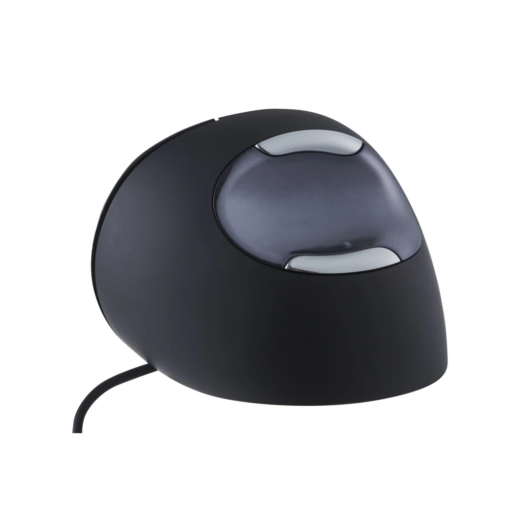 BakkerElkhuizen Evoluent D USB Negro Gris Plata, vista lateral: ratón vertical ergonómico con rueda y logo Evoluent - Ítem4