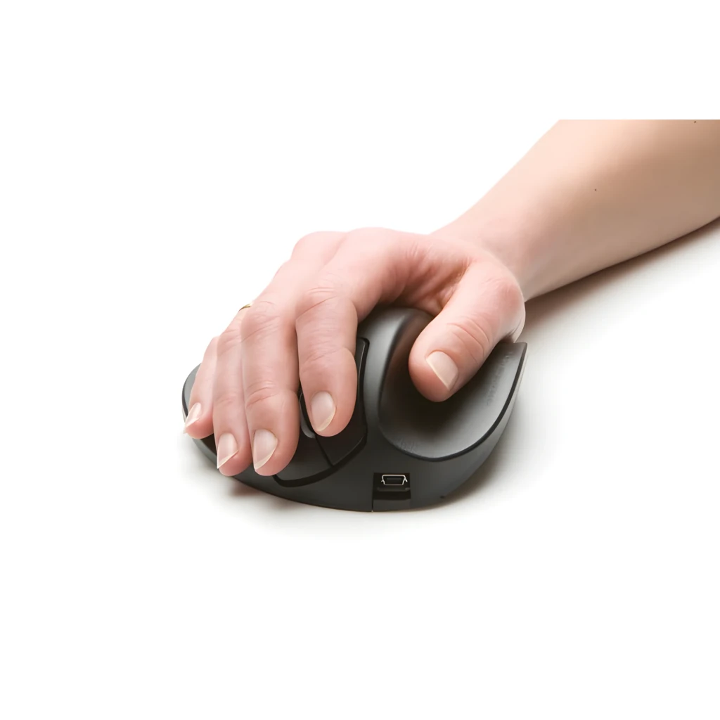 BakkerElkhuizen HandShoeMouse Inalámbrico Mano Derecha negro, vista lateral: perfil ergonómico elevado, rueda de - Ítem3