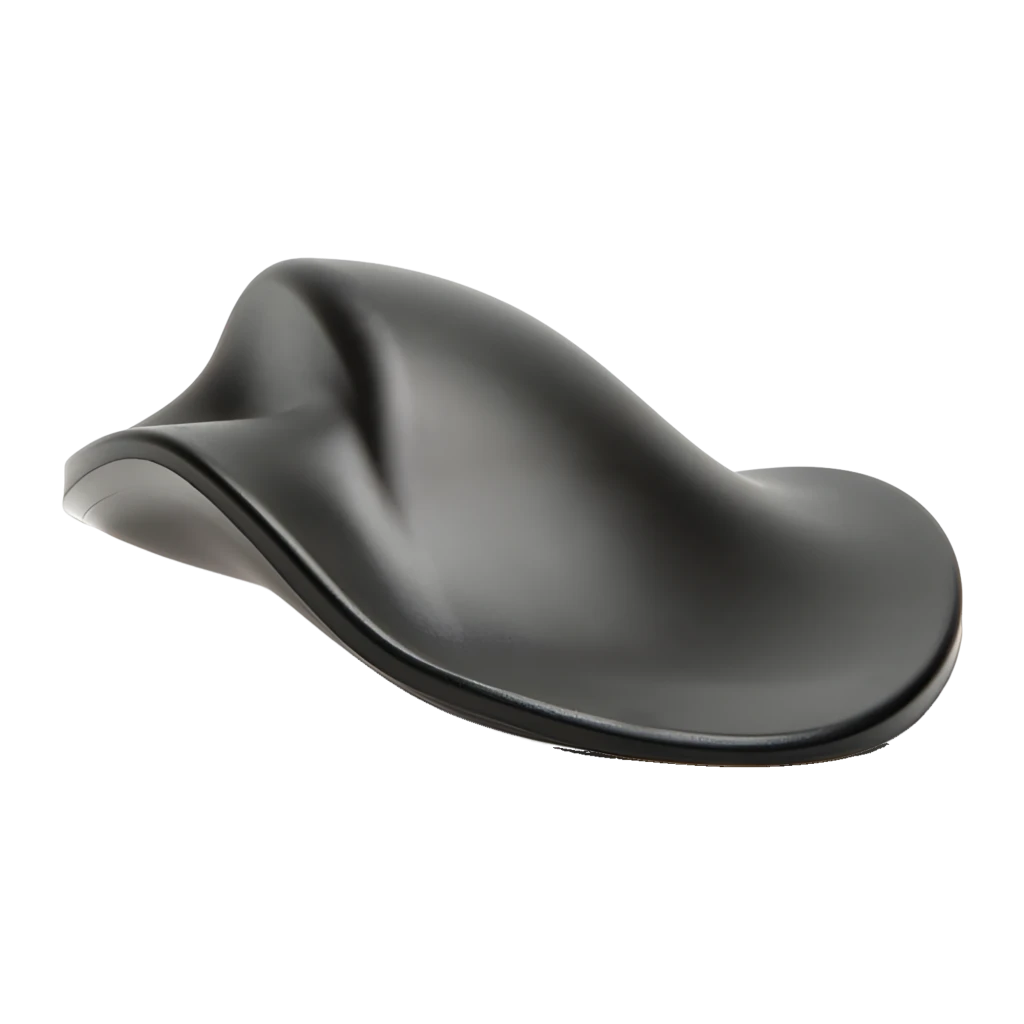BakkerElkhuizen HandShoeMouse Wireless Negro, vista lateral: perfil ergonómico elevado, rueda blanca y aletas laterales - Ítem2