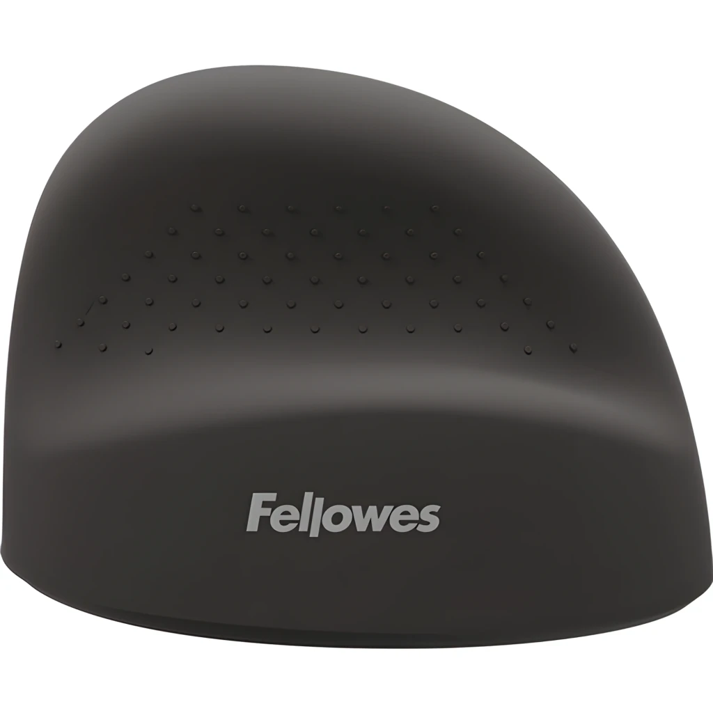Fellowes Rato Ergonómico Vertical Breyta Preto, vista lateral: roda de scroll, porta USB-C inferior e logótipo Fellowes - Item2