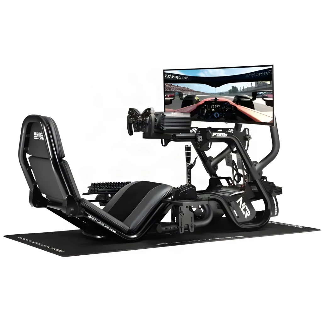 Next Level Racing F-GT Pro Keyboard Mouse Tray negro, vista en perspectiva: bandeja metálica con soporte articulado y - Ítem3